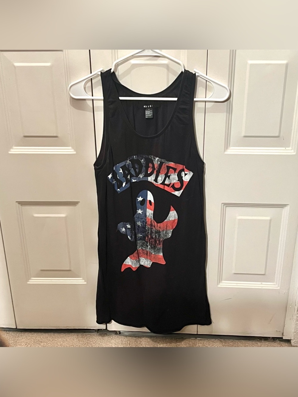 Ksubi Baddies Flag Ghost Black Sleeveless Tank Top Tunic Small
